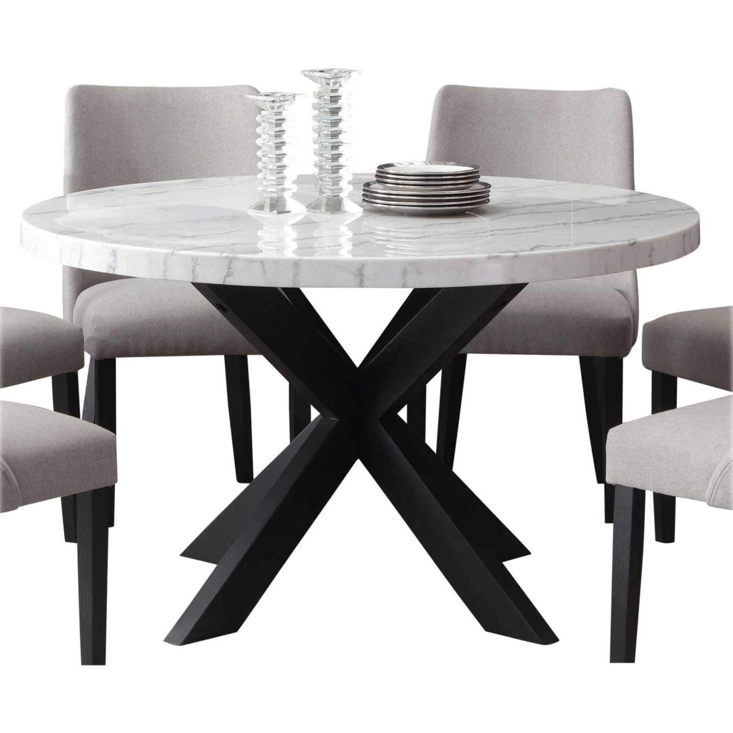 Mesa de comedor Xena de 30" con cubierta de mármol blanco de Steve Silver