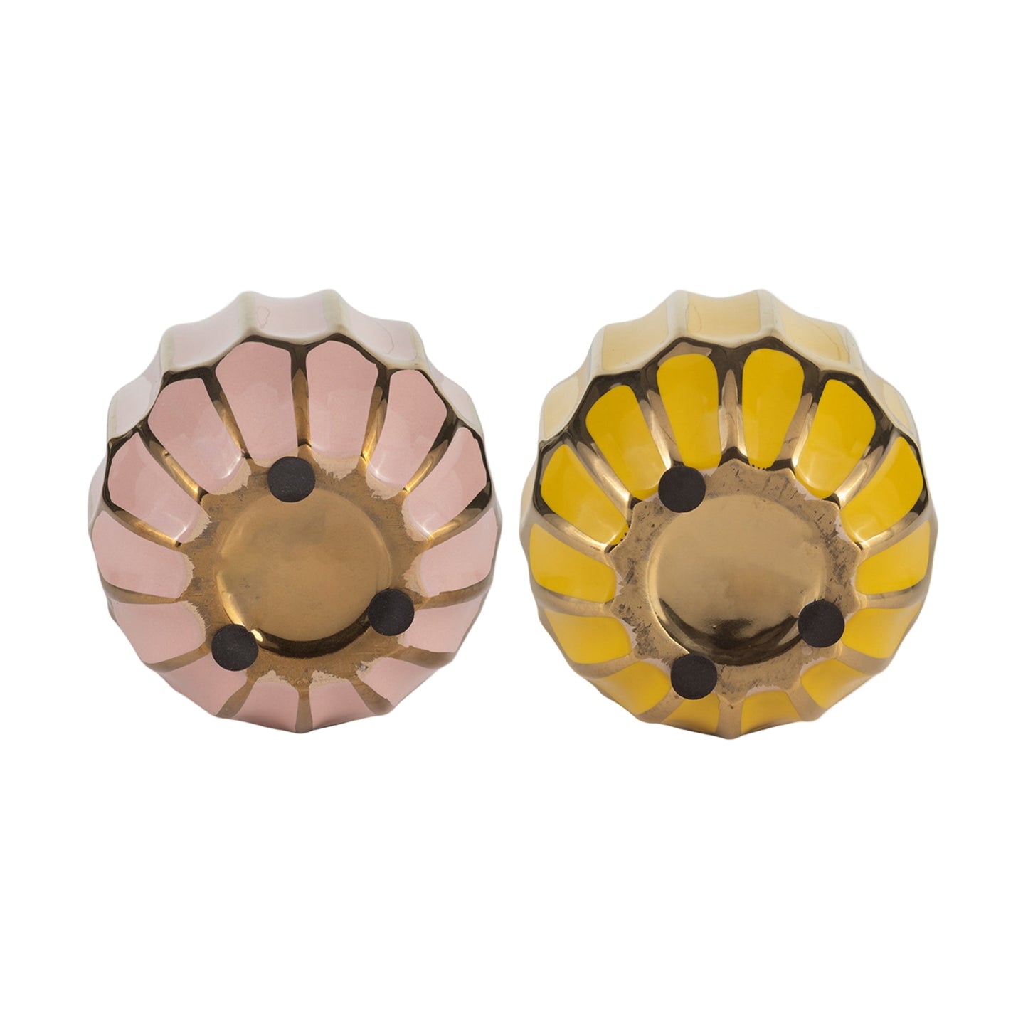 Sagebrook Home Contemporary 5" Ceramic Vase (Set of 2) - Blush/Yellow