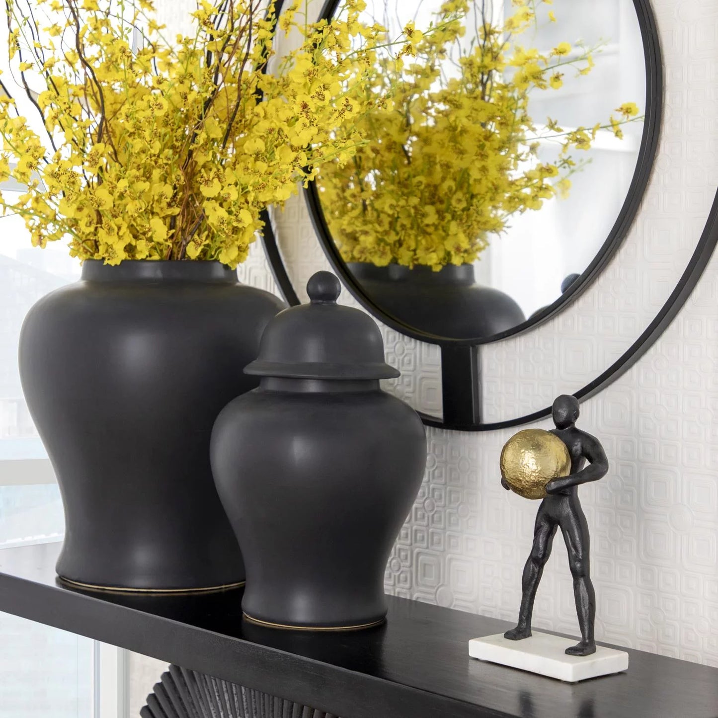 Sagebrook Home 12" Metal Man Carrying Ball - Black/Gold