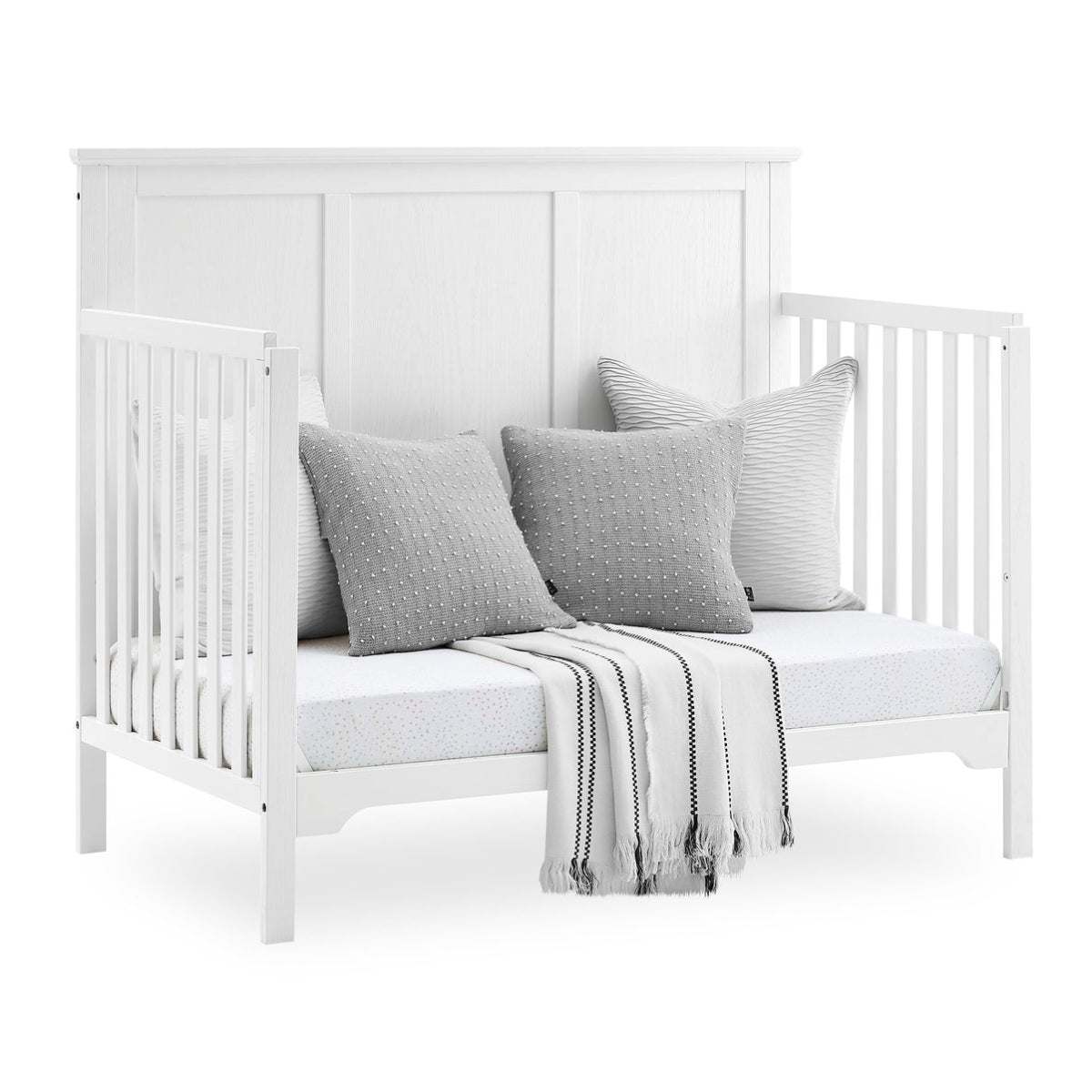 Delta Children Sweet Beginnings Sage Flat Top White 6-in-1 Convertible Wooden Crib