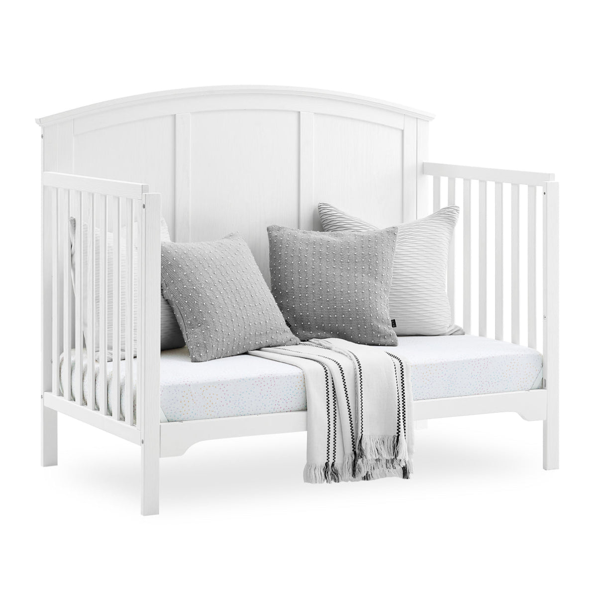 Delta Children Sweet Beginnings Sage Curve Top White 6-in-1 Convertible Wooden Crib