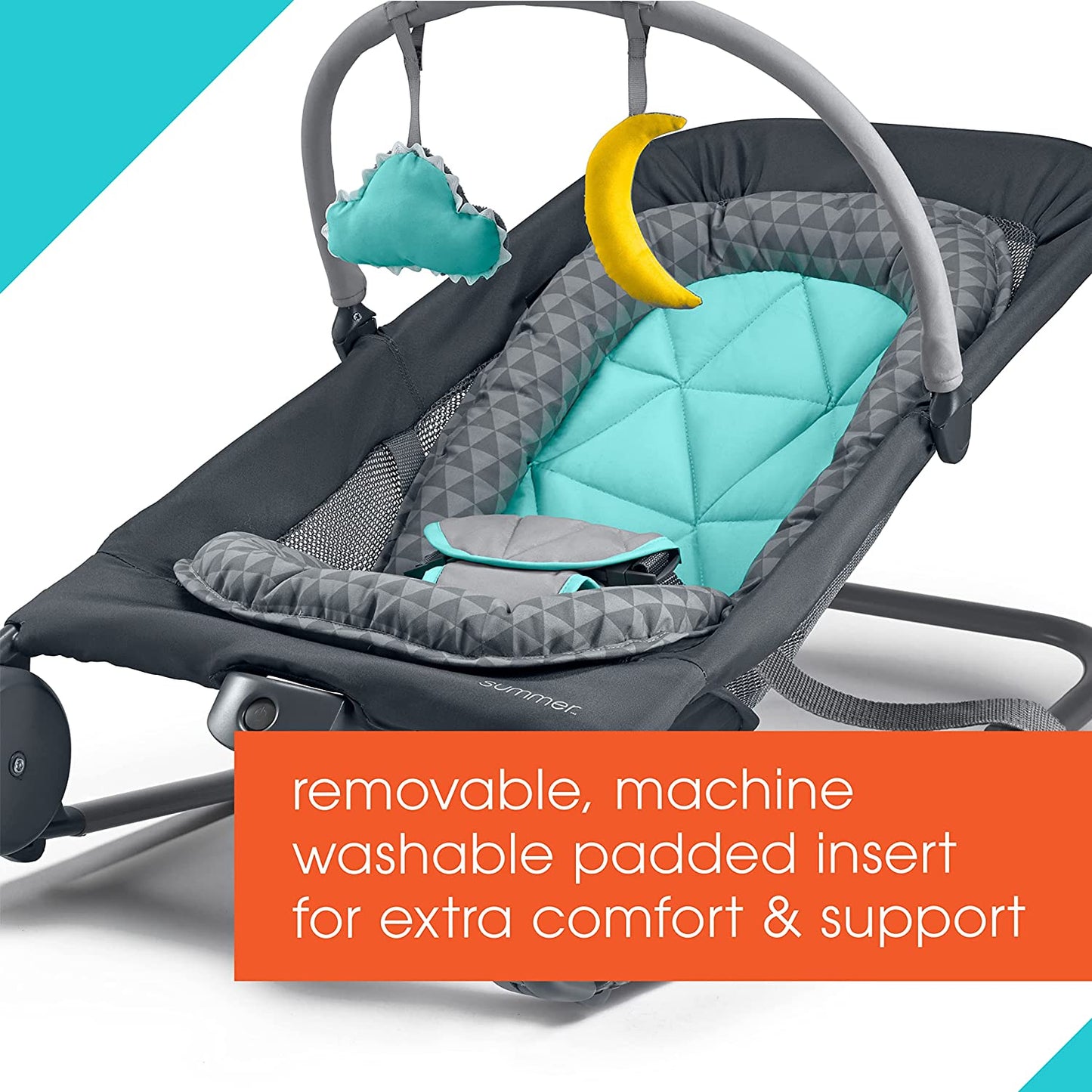 Summer Infant 2-in-1 Bouncer and Rocker Duo with Removable Toys - Gray/Teal