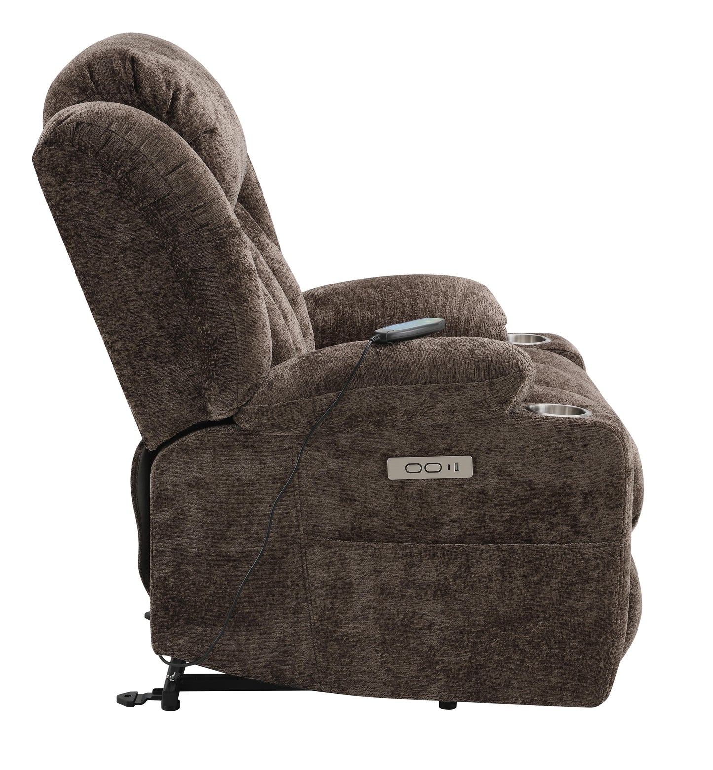 Bundle: Orion Power Recliner by Acme Furniture - Brown + Whirlpool 3.6 cu. ft. Mini Refrigerator Beverage Center - Black/Silver