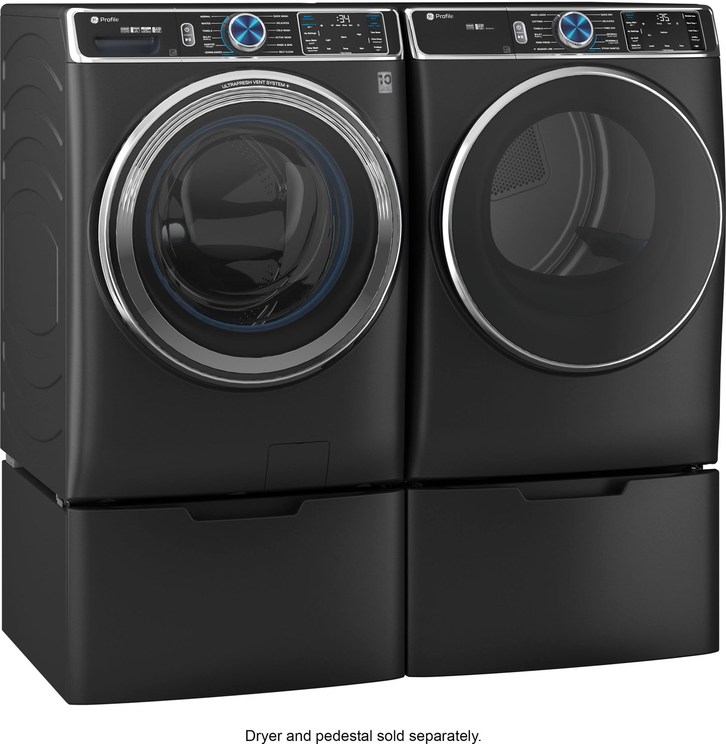 GE Profile - 5.3 cu. ft Smart Front Load Steam Washer with Vent System & Microban Antimicrobial Technology - Carbon Graphite