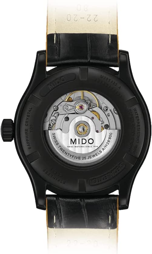 Mido Multifort Men's 25mm Automatic Leather Strap Watch - Black