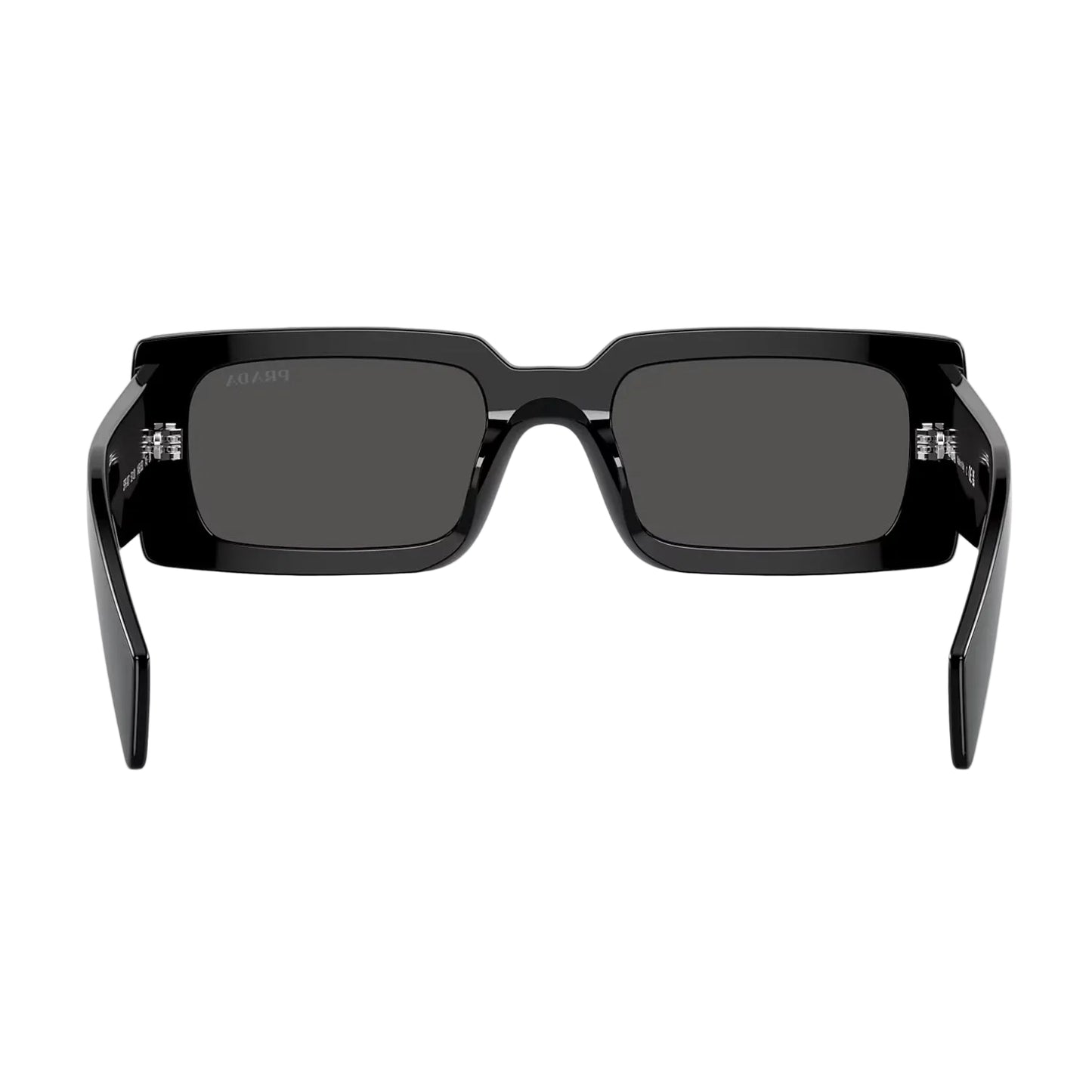 Prada Women's PRA07S Rectangle Solid Color Sunglasses - Black/Dark Gray