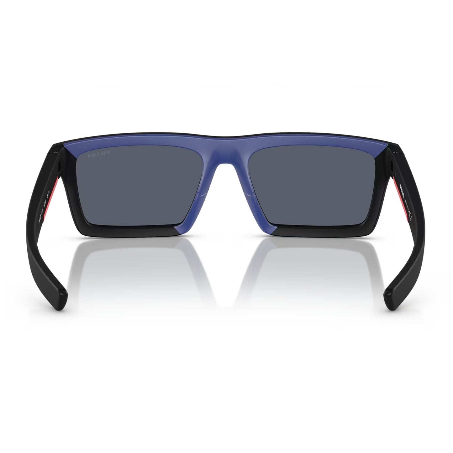 Prada Linea Rossa Men's PS02ZS Rectangle Mirrored Sunglasses - Matte Black/Dark Blue Mirror Violet