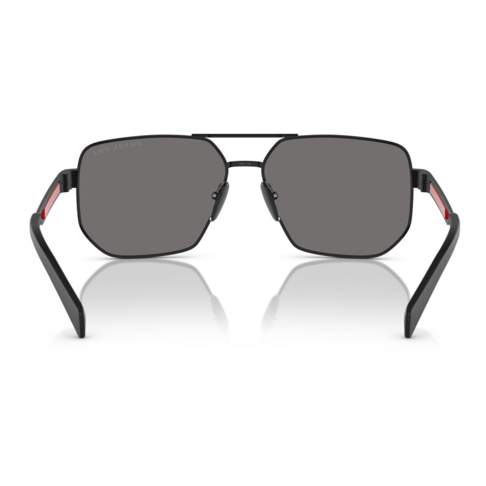 Gafas de sol Prada Linea Rossa PS51ZS Pilot de color liso para hombre - Negro mate/Gris oscuro polarizado