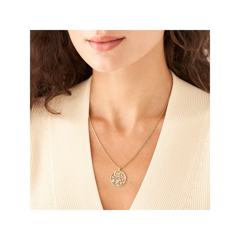 Collar con colgante de acero inoxidable para mujer Fossil Sutton Golden en tono dorado