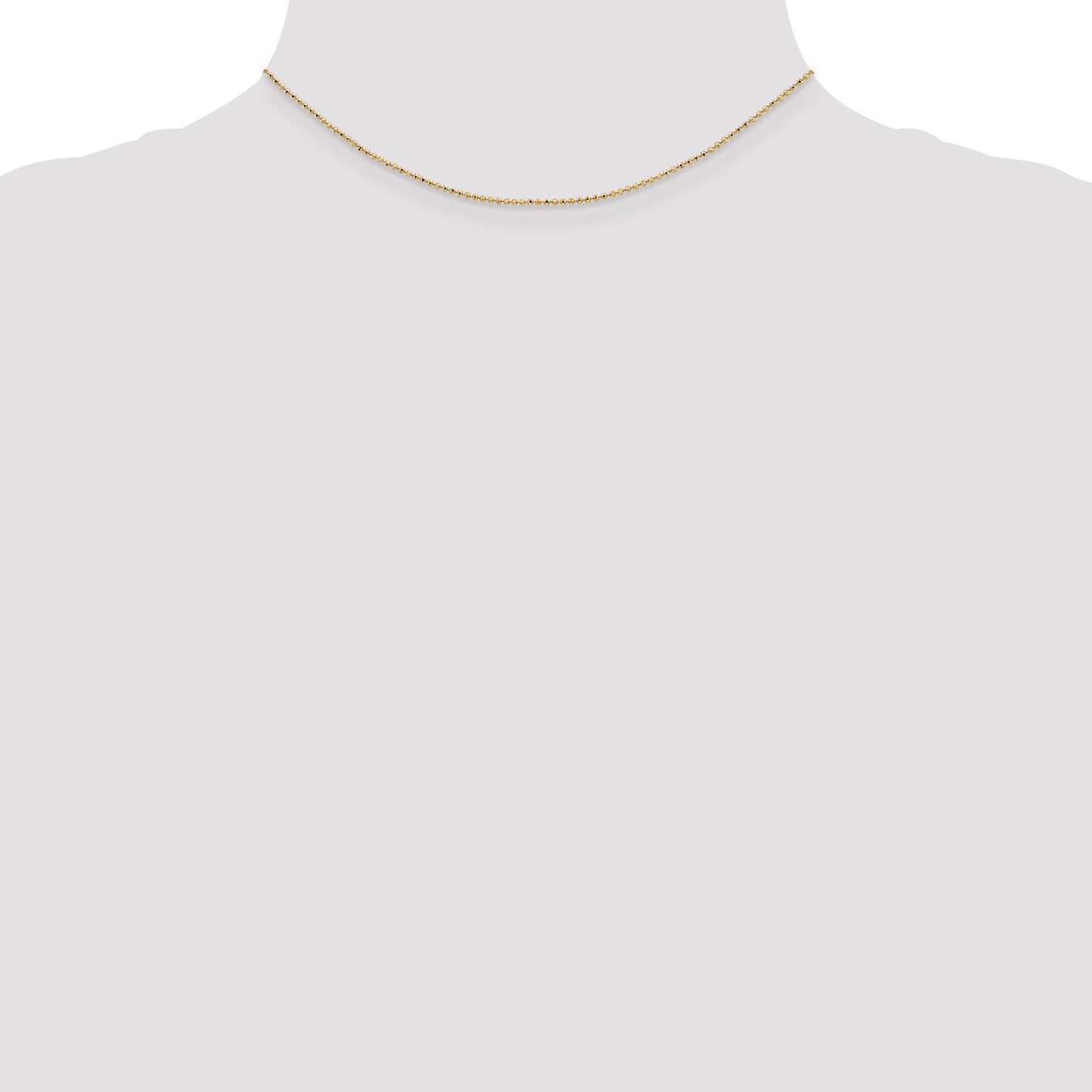 Quality Gold Women's 14" Diamond Cut Beaded Chain Necklace in 14K Yellow Gold