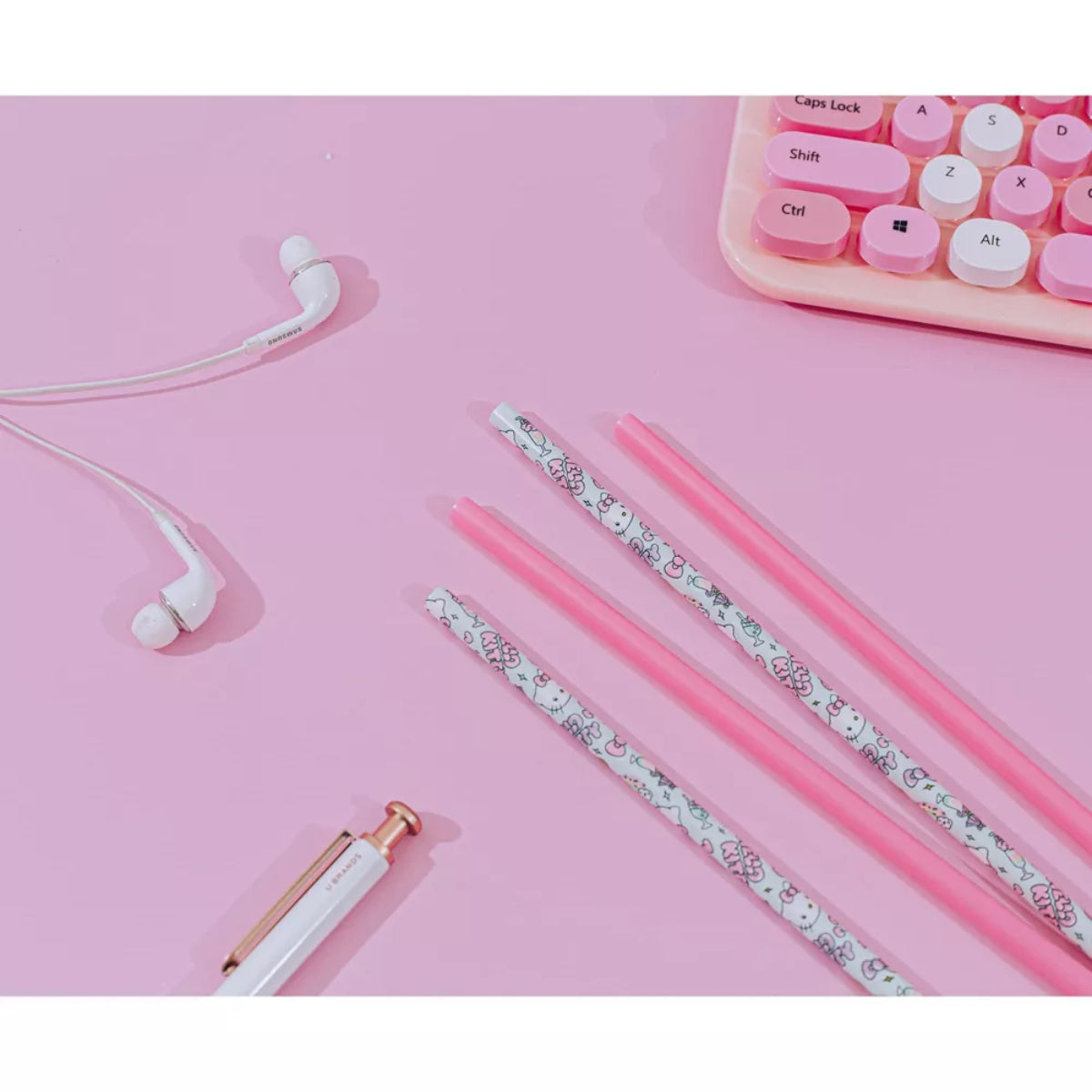 Pajitas de plástico reutilizables Sanrio Hello Kitty Kawaii Treats (juego de 4)