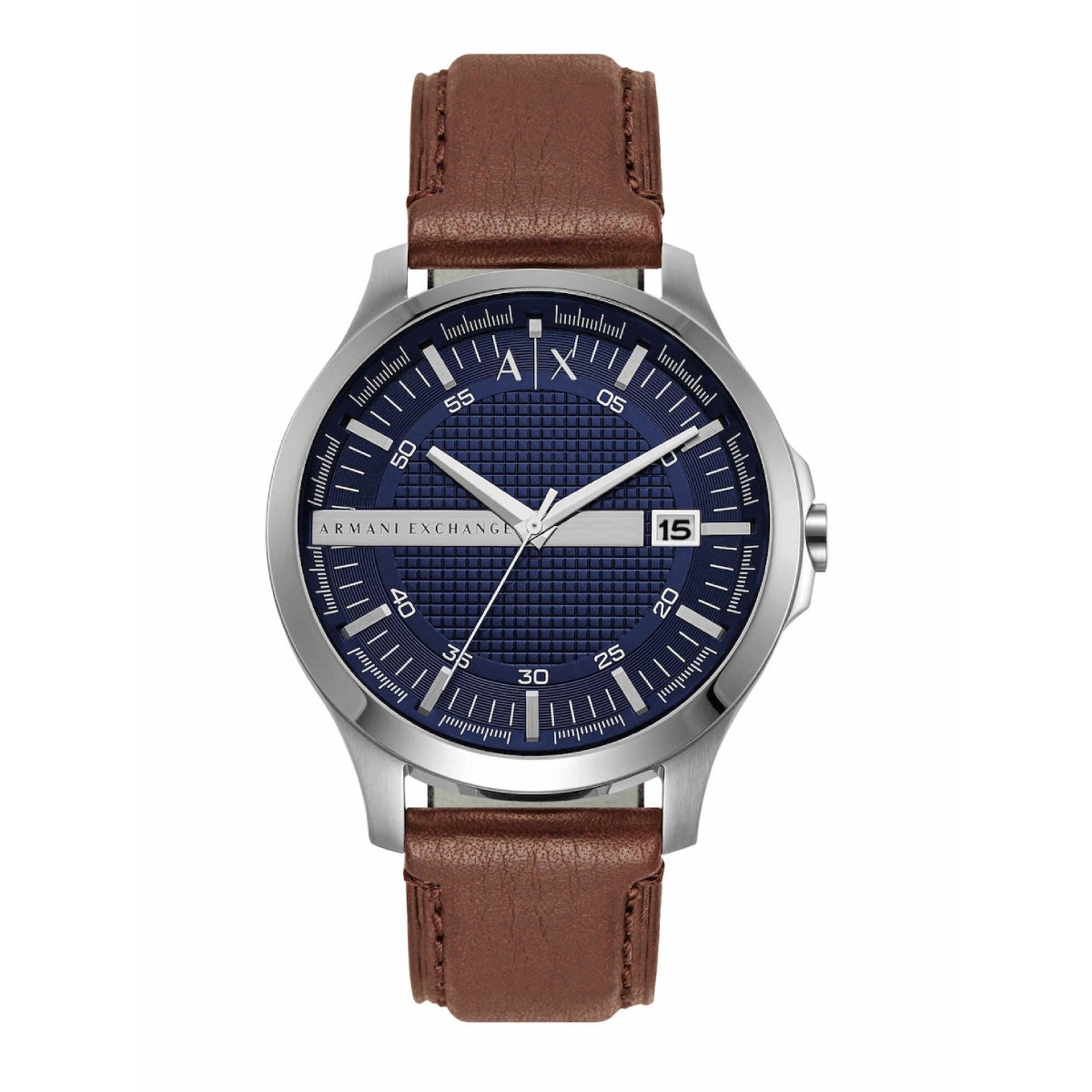 Armani Exchange Hampton Men's 46mm Brown Strap Watch - Navy Dial
