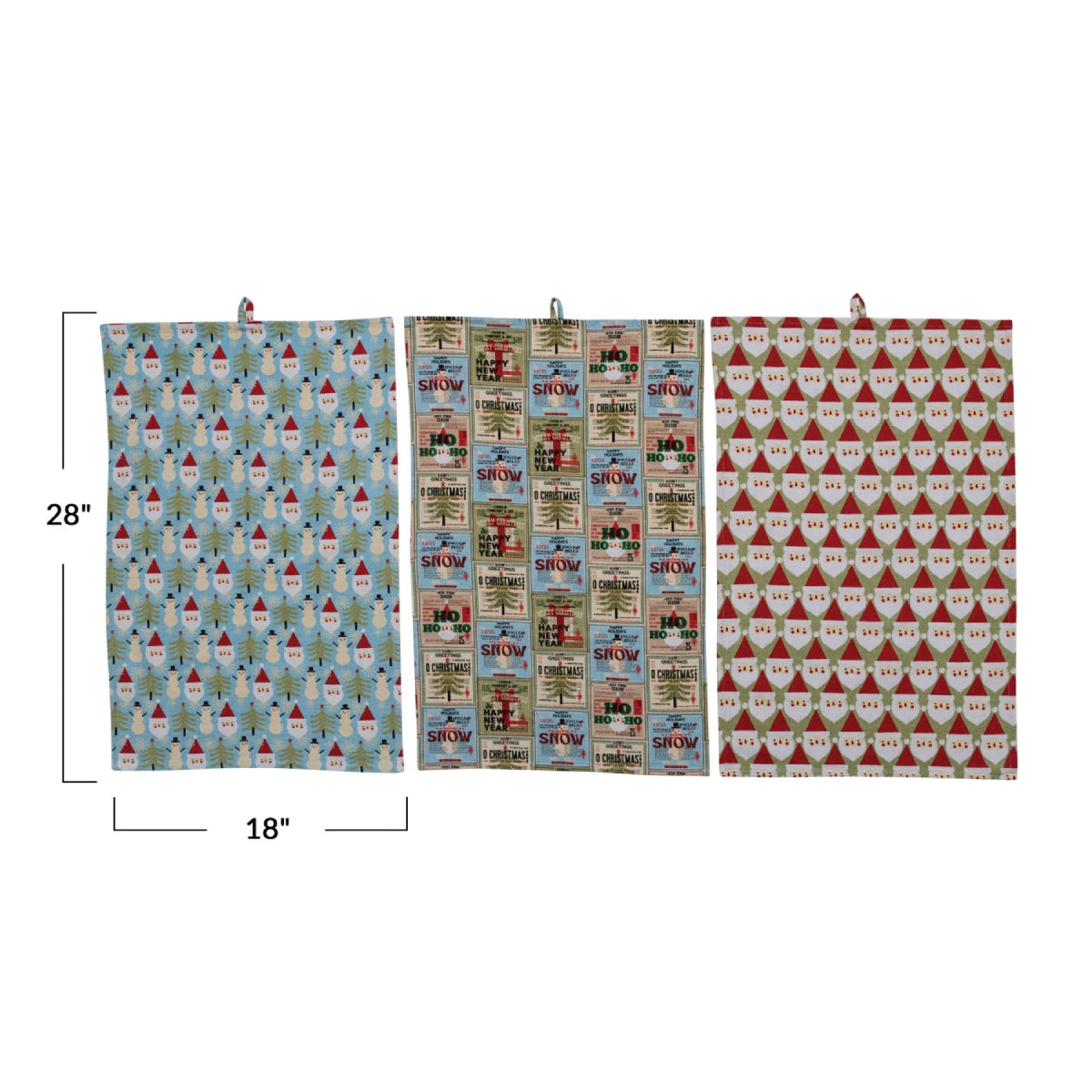 Creative Co-op 28" x 18" Printed Tea Towel (Set of 3) - Multicolor