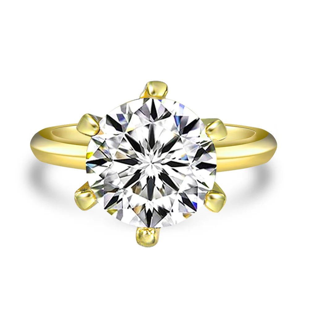 Anna Zuckerman Anastasia 23 Women's 7 Ct. Diamond Crystalline Solitaire Engagement Ring in 18K Yellow Gold-Plating over 925 Sterling Silver - Size 9