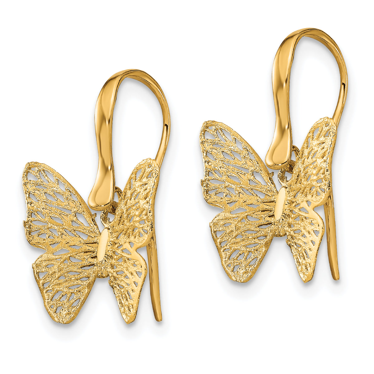 14K Leslie's Women's Filigree Butterfly Drop and Dangle Earrings in 14k Yellow Gold