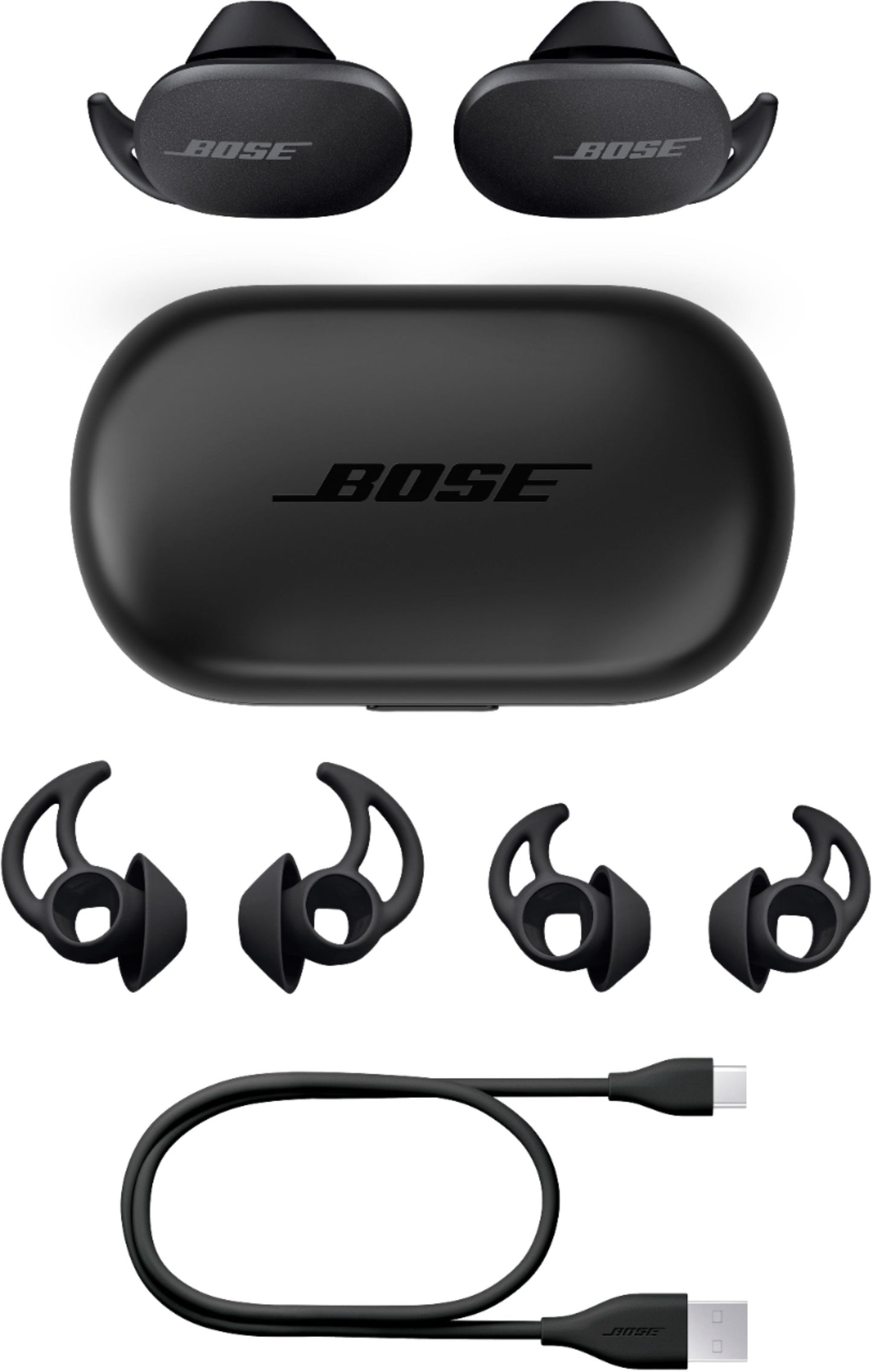Bose - QuietComfort Earbuds True Wireless Noise Cancelling In-Ear Headphones - Triple Black