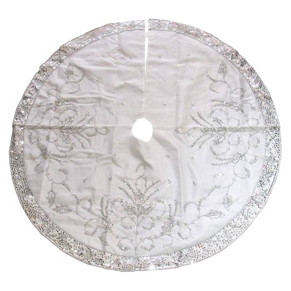 Kurt Adler 48" Tree Skirt - Silver