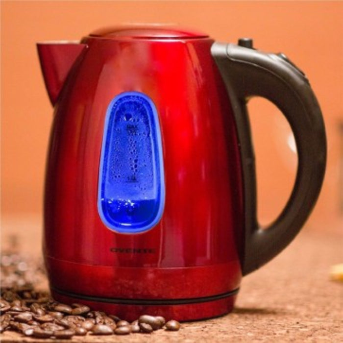 Ovente KS96R 1.7L Stainless Steel Cordless Electric Kettle - Red