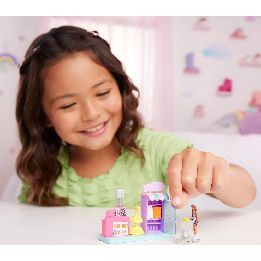 Barbie Mini Barbieland Collectible Supermarket Playset with 1.5" Barbie Doll