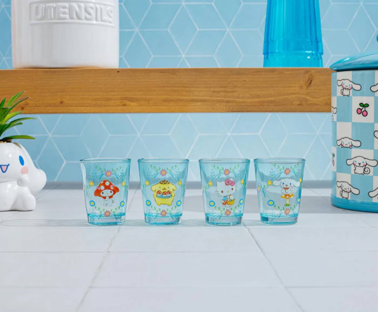 Sanrio Hello Kitty Mushroom Crew Mini Shot Glasses (Set of 4) - Multicolor