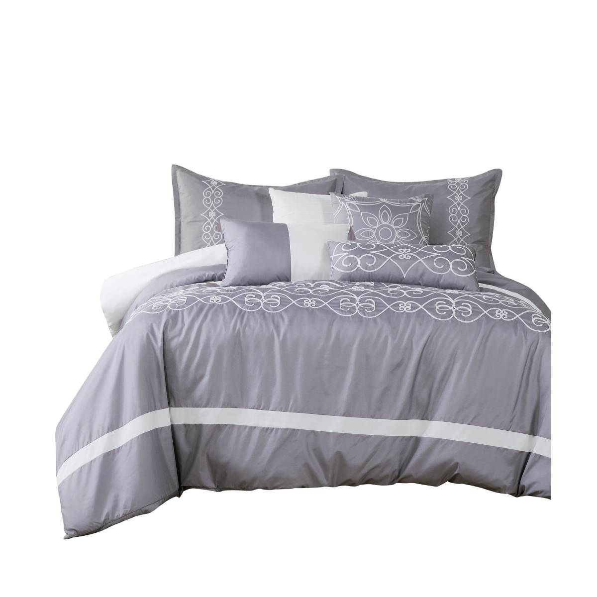 ESCA Levora King Size Comforter Set (7- Piece) - Gray