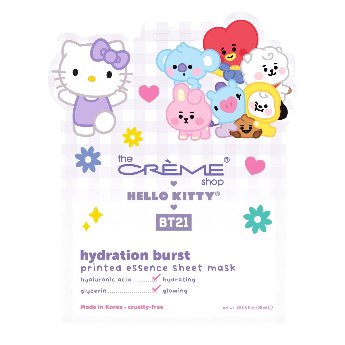 The Creme Shop Hello Kitty and BT21 Hydration Burst Printed Essence Sheet Mask