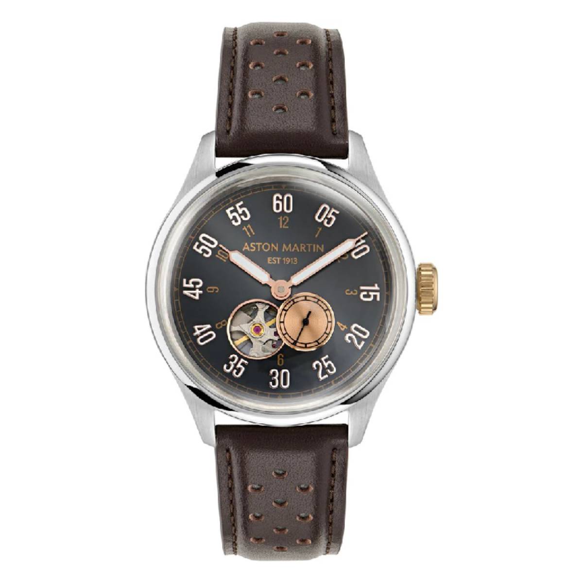 Aston Martin Timeless Men's 41mm Automatic Strap Watch - Black Dial