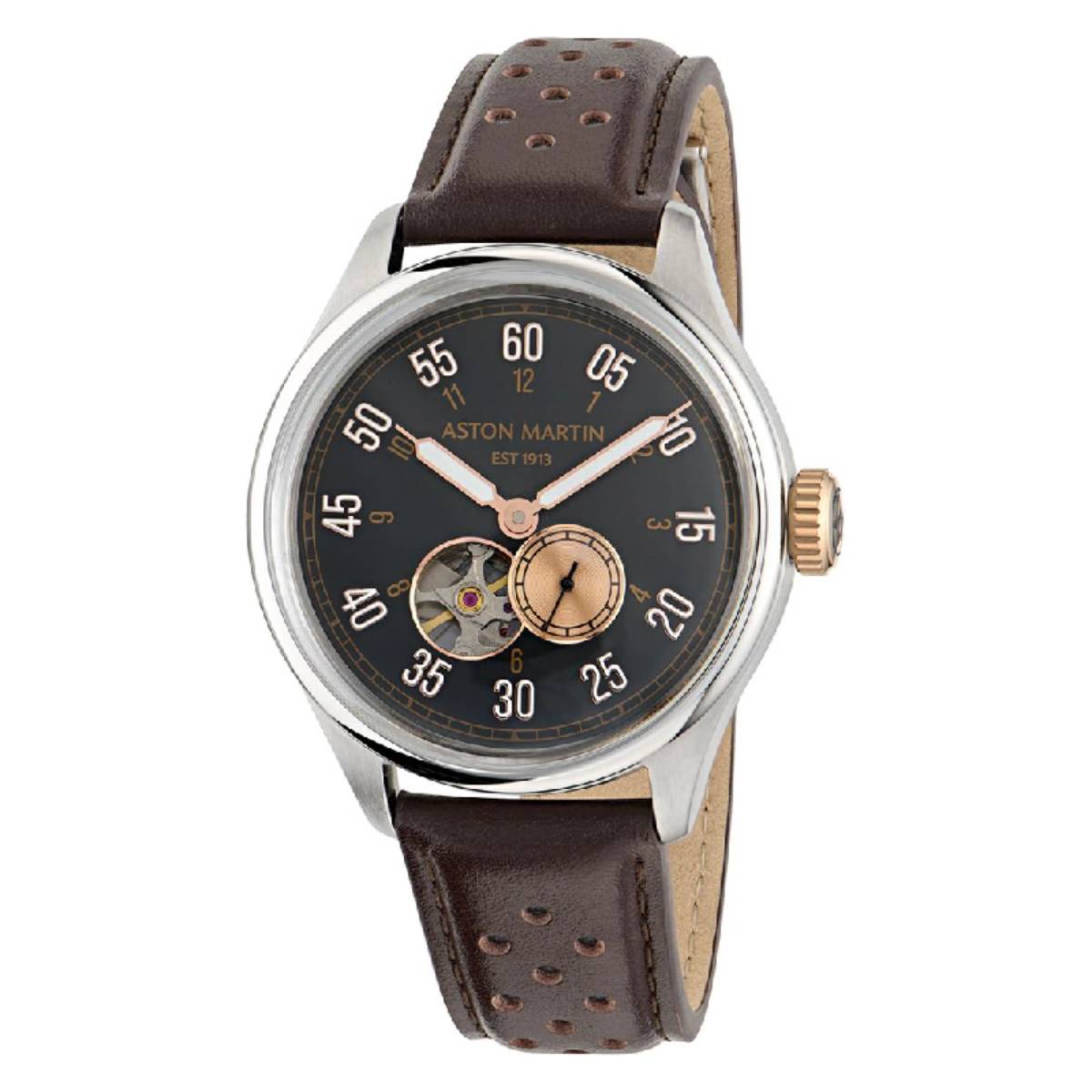 Aston Martin Timeless Men's 41mm Automatic Strap Watch - Black Dial