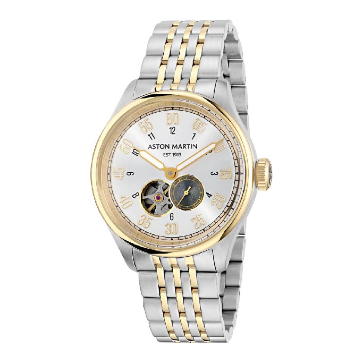 Aston Martin Timeless Men's 41mm Automatic Two-Tone Bracelet Watch - Silver Dial