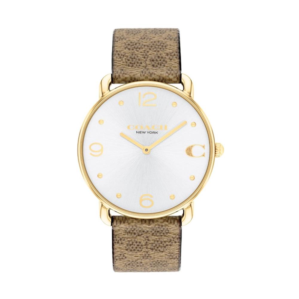 Coach Elliot Women's 36mm Brown Strap Watch - White Dial