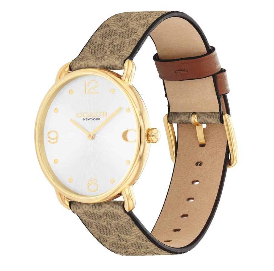 Coach Elliot Women's 36mm Brown Strap Watch - White Dial