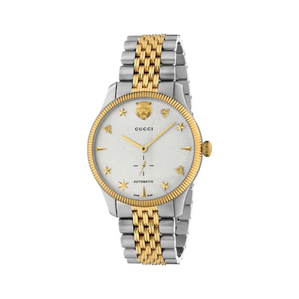 Gucci G-Timeless Men's 40mm Two Tone Bracelet Watch - Silver Dial