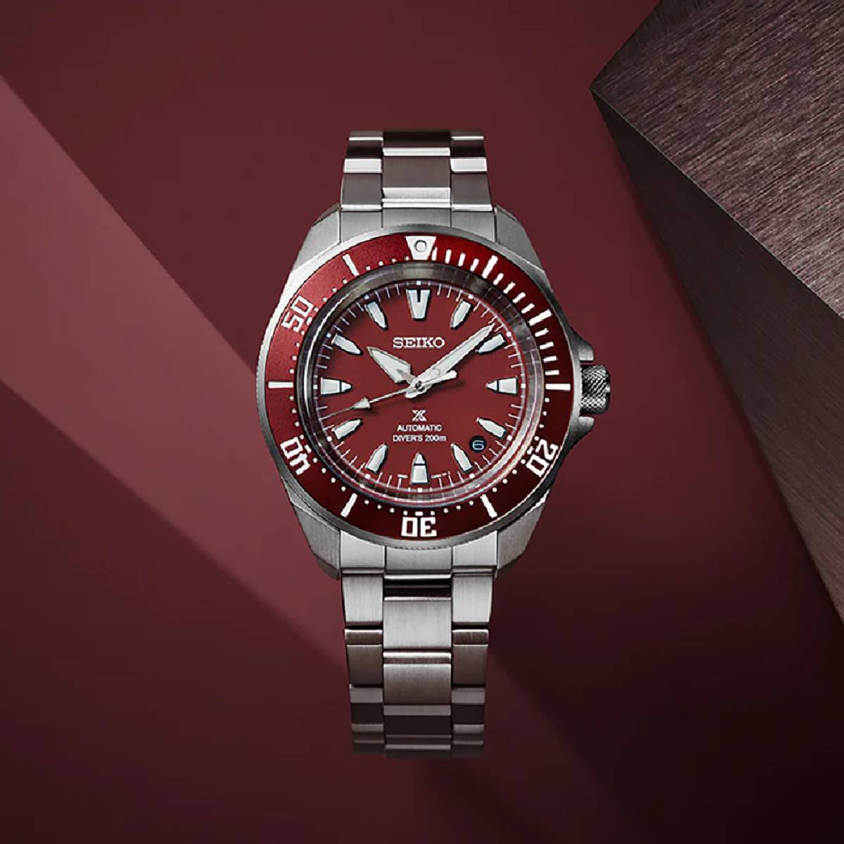 Seiko Prospex Automatic Diver Men's 41.7mm Bracelet Watch - Red Dial