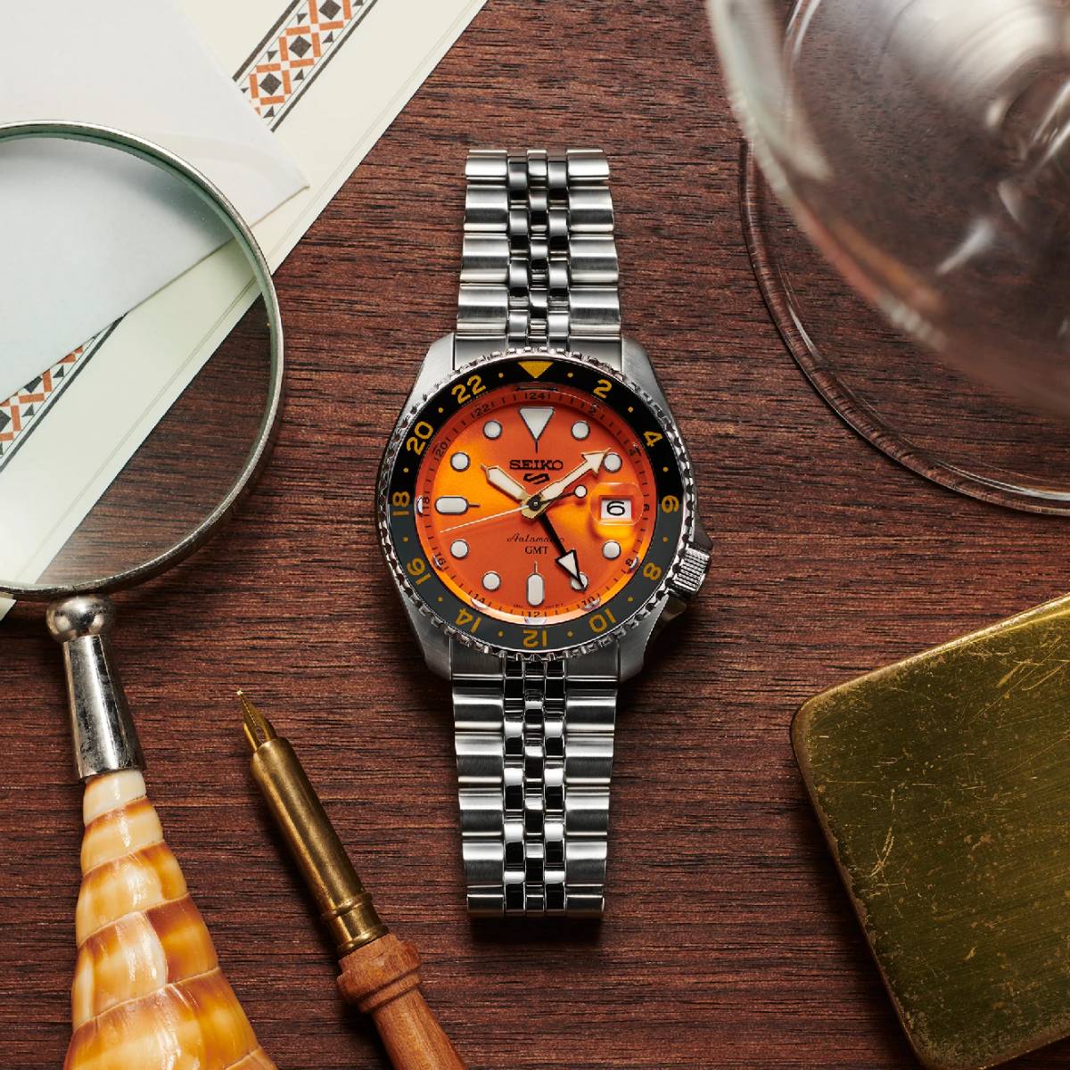 Seiko 5 Sports Men's 42.5mm Bracelet Watch - Orange Dial