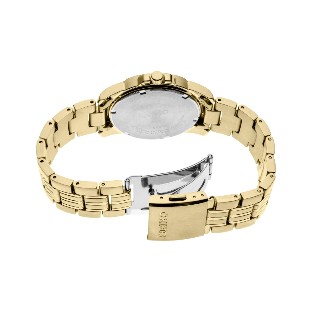 Seiko Essentials Men's 39.6 mm Gold Bracelet Watch - Black Dial