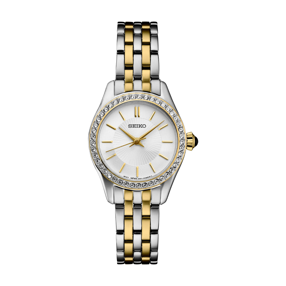 Seiko Essentials Crystals Women's 26mm Two-Tone Bracelet Watch - White Dial