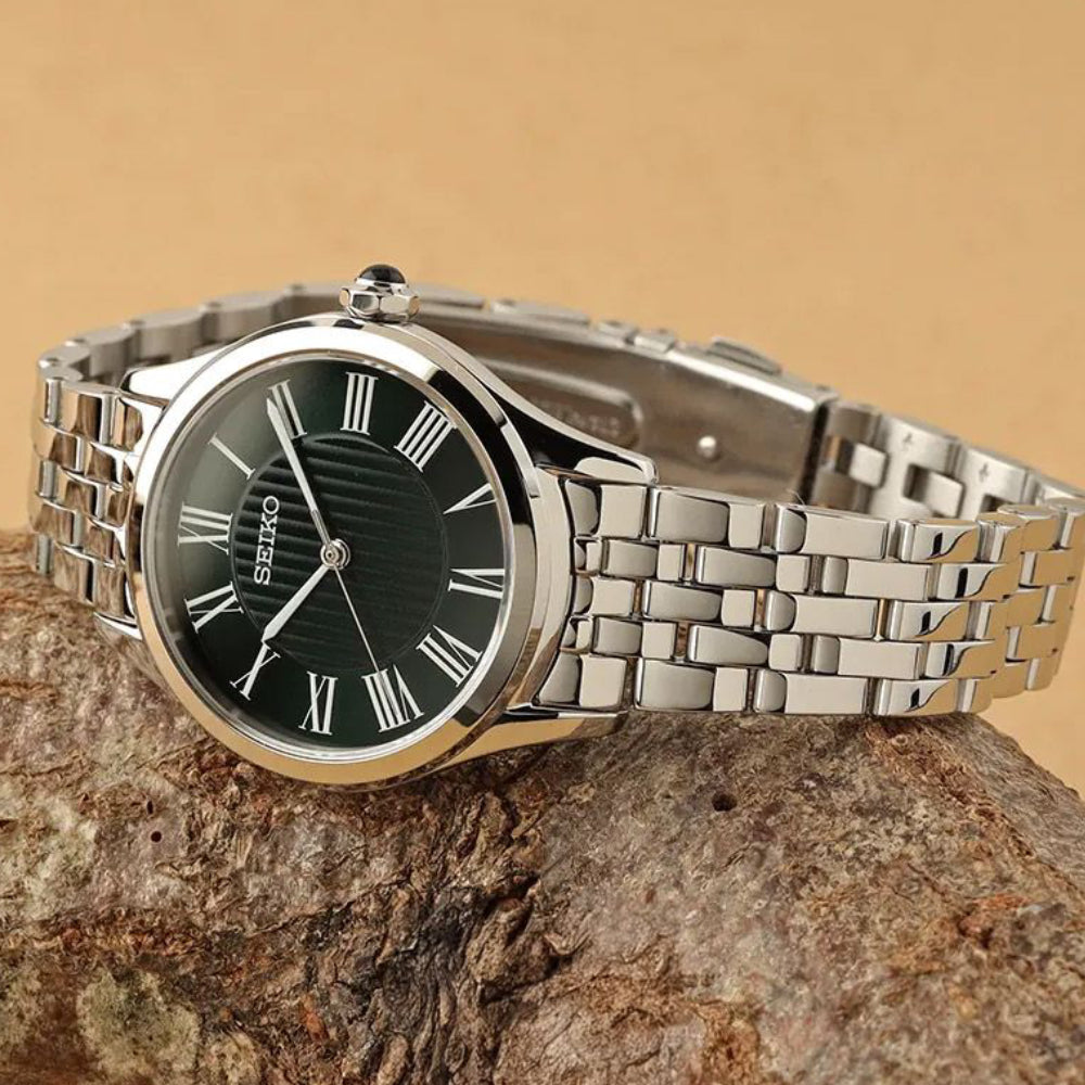 Seiko Women's 29.6mm Classic Silver Bracelet Watch - Green Dial