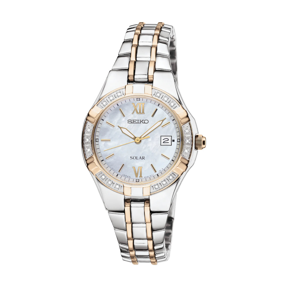 Seiko Diamond Women's 27mm Two-Tone Bracelet Watch - White Dial