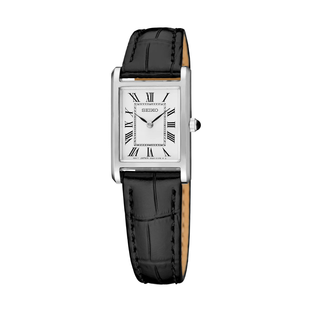 Seiko Essentials Women's 19.6mm Black Strap Watch - White Dial