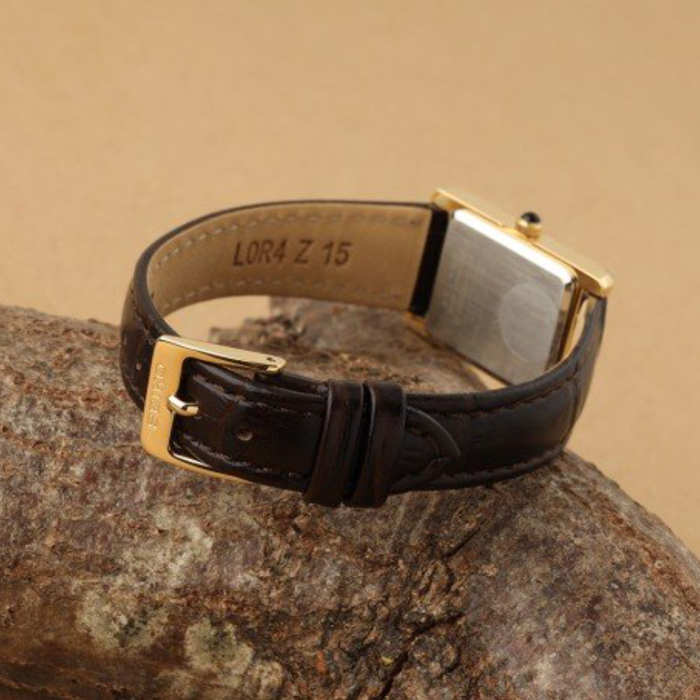 Seiko Women's 19.6mm Brown Strap Watch - Gold Dial