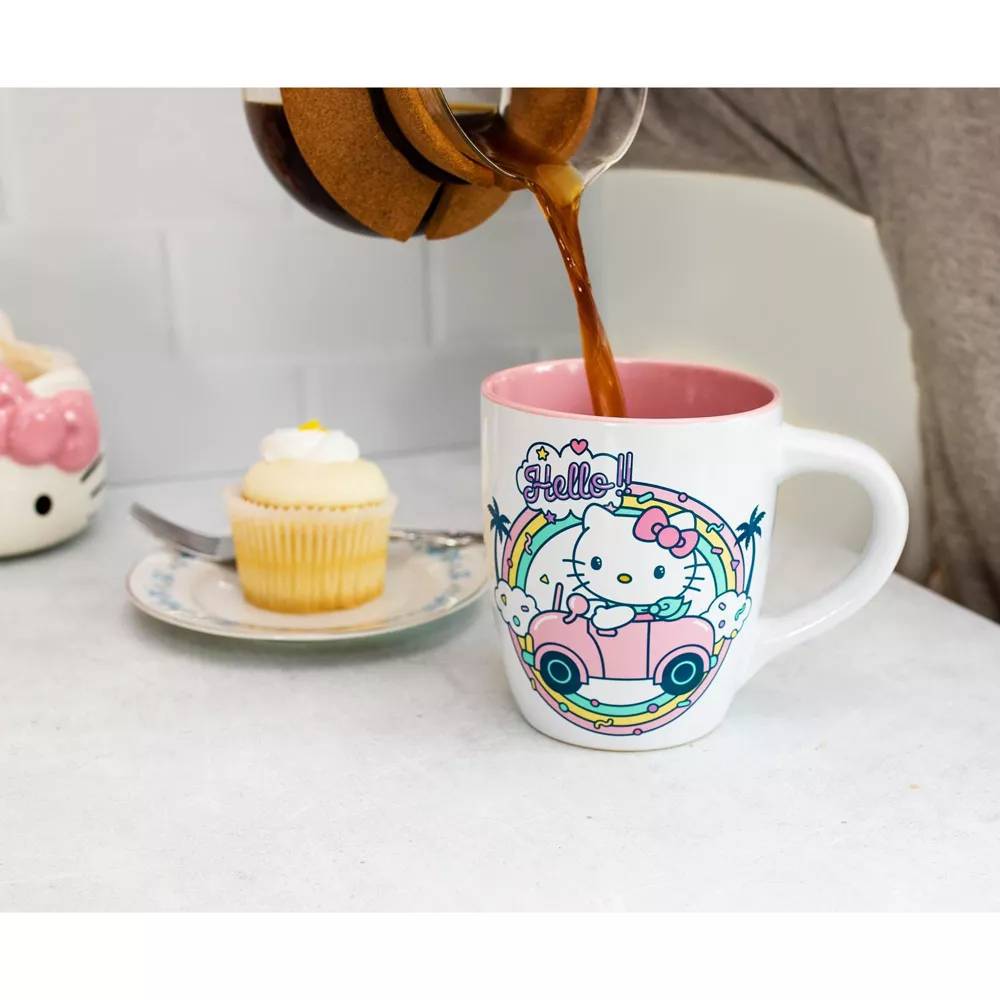 Sanrio Hello Kitty 25 oz Rainbow Car Jumbo Curved Ceramic Mug - Multicolor