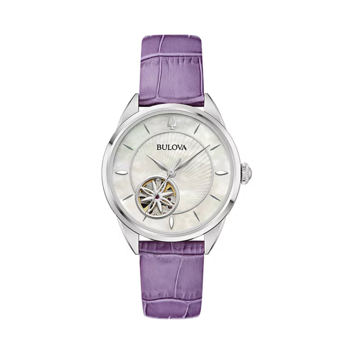 Bulova Sutton Women's 34.5mm Analog Purple Strap Watch - Pearl Dial