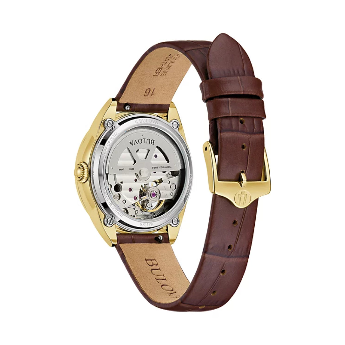 Bulova Sutton Automatic Women's 34.5mm Analog Brown Strap Watch - Pearl Dial