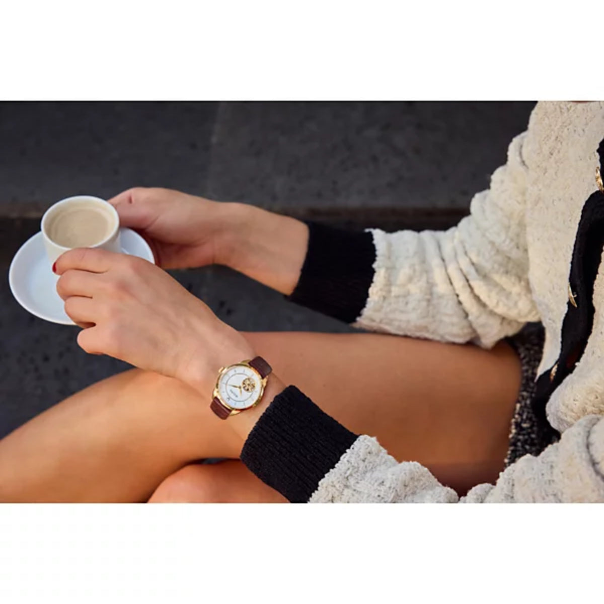 Bulova Sutton Automatic Women's 34.5mm Analog Brown Strap Watch - Pearl Dial