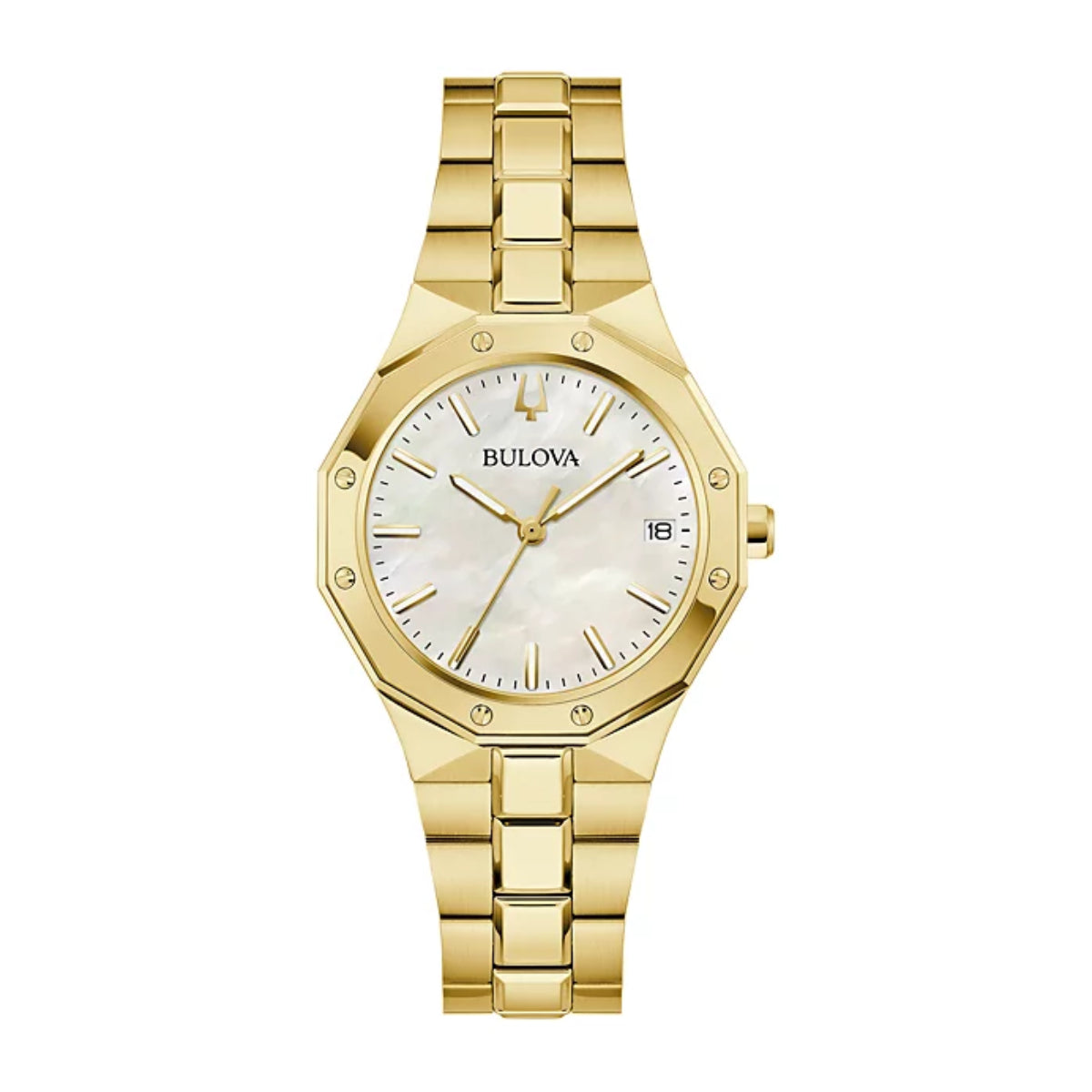 Bulova Prestige Women's 32mm Analog Gold Bracelet Watch - Pearl Dial