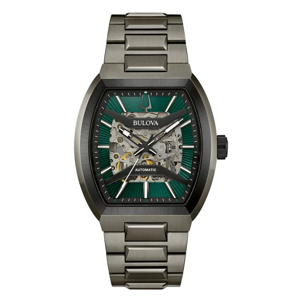 Bulova Maquina Automatic Men's 40 mm Gray Bracelet Watch - Green Dial