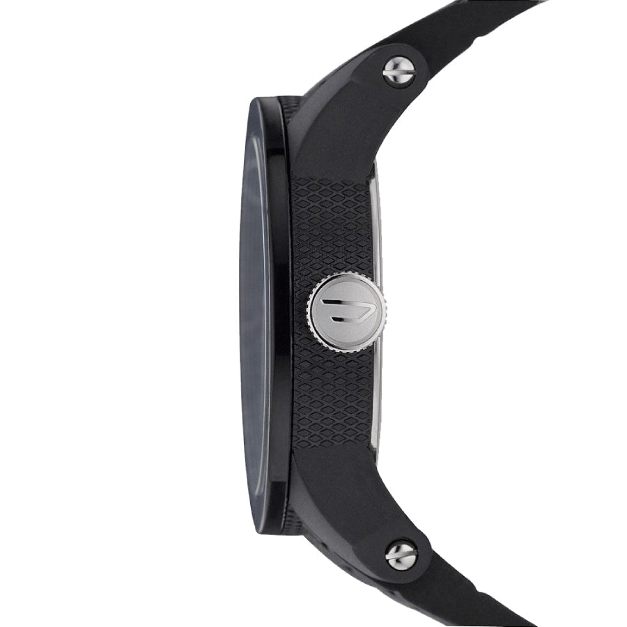 Diesel Double Down Silicone Strap Watch - Black