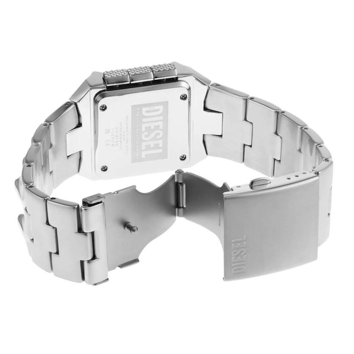 Reloj automático Diesel Croco de acero inoxidable para hombre, 33 mm, color plateado