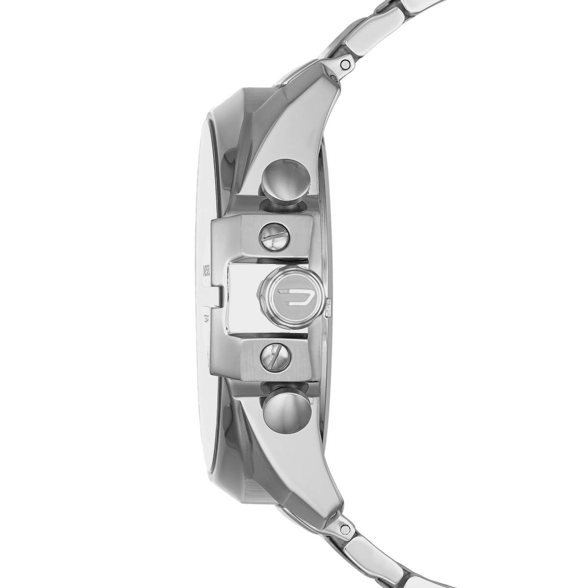 Reloj cronógrafo Mega Chief de Diesel para hombre, de acero inoxidable y esfera negra, color plateado