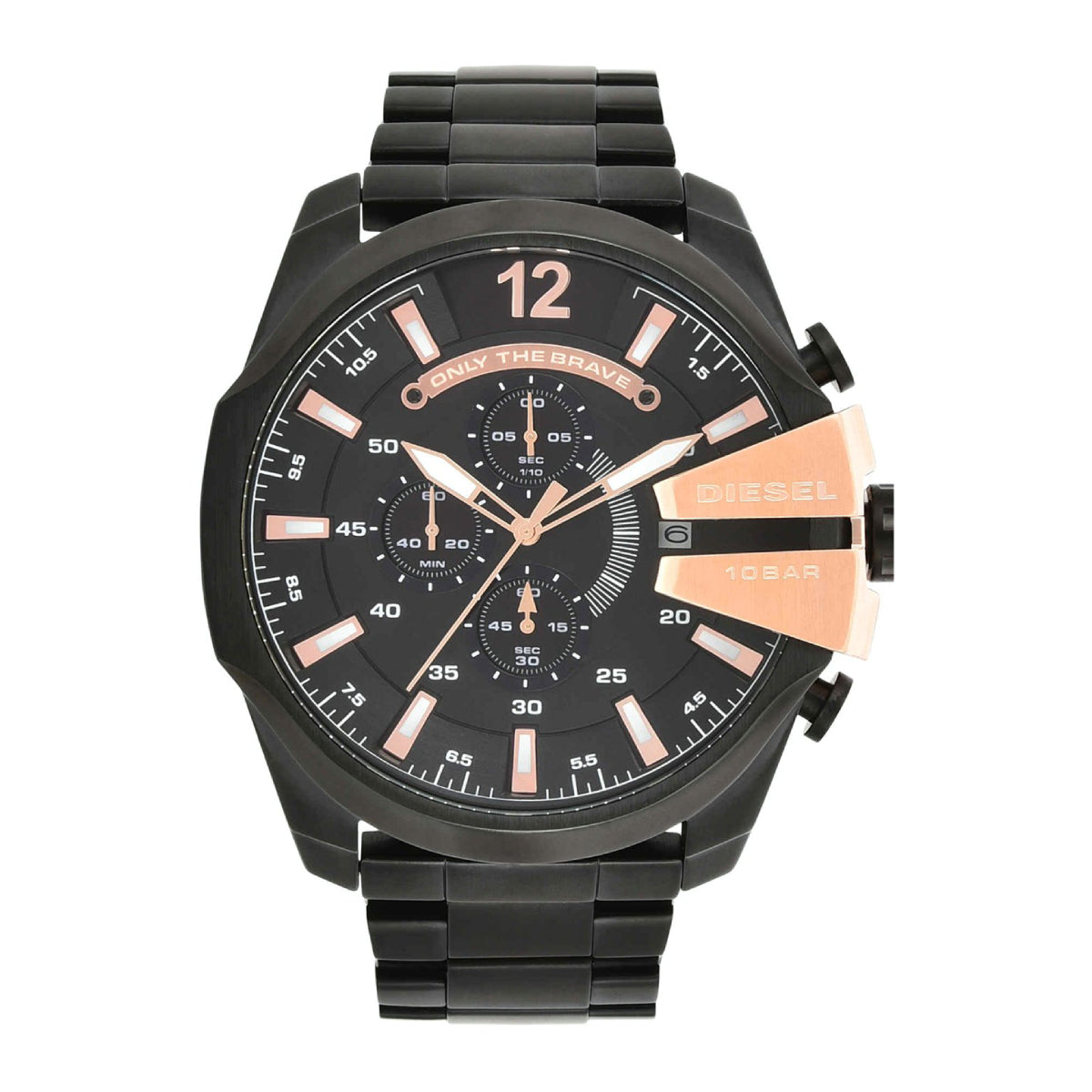 Reloj cronógrafo de acero inoxidable Mega Chief de Diesel para hombre, de 58 mm, color negro